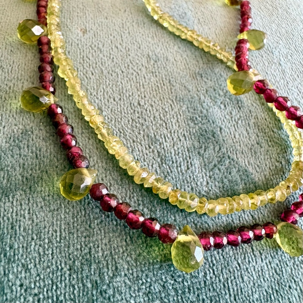 Genuine Peridot & Garnet necklace